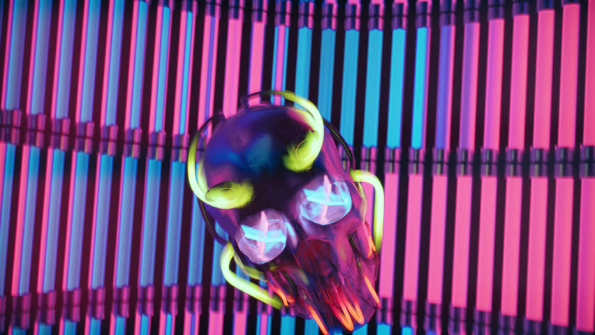 Abstract Neon Colorful Skull Light Show