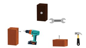Wrench, drill, and hammer in realistic animation for construction tools theme, perfect for industrial projects, DIY content, and professional video production. - Powered by Shutterstock - Get 15% off with code: PIKWIZARD15