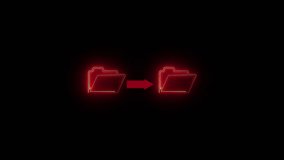 Glowing neon file folder sign. Glowing neon Folder icon isolated on black background. Animation of folder opening and closing. Glowing neon blue download folder icon animated against a dark black. - Powered by Shutterstock - Get 15% off with code: PIKWIZARD15