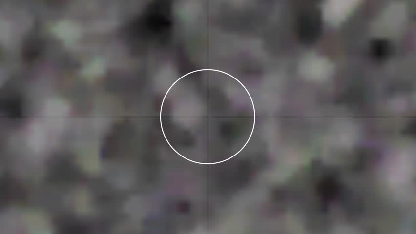 10 second digital countdown timer animation inside circle with cross hairs, glowing numeric display on blurred dark background, futuristic HUD interface