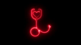 Stethoscope with love icon on black background, medical healthcare animation, hospital equipment symbol - Powered by Shutterstock - Get 15% off with code: PIKWIZARD15