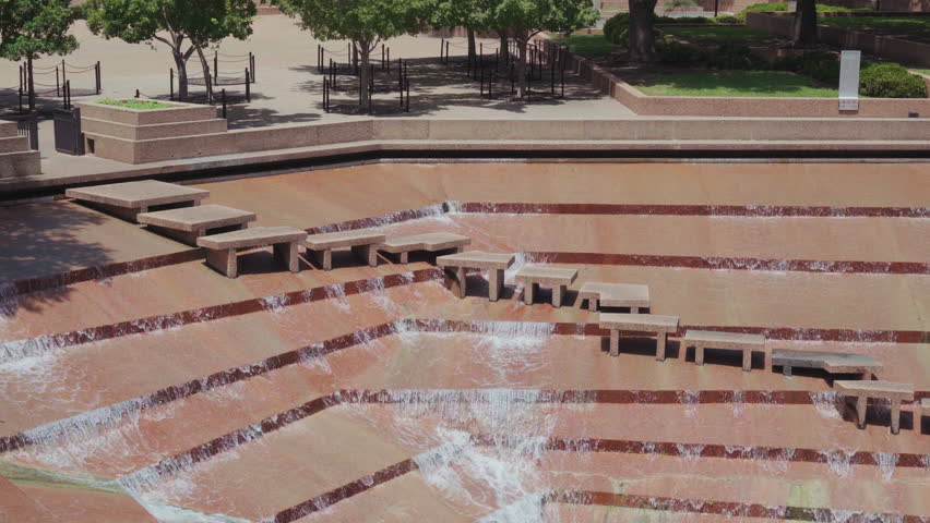 Still Shot of Water Gardens staircase in Fort Worth, Texas