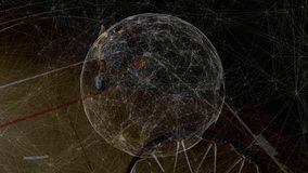 Adult male basketball player entering under hoop and dribbling around rotating tech orb for layup. Athletic, motion, digital, technology, sport, dynamic, competitive - Powered by Shutterstock - Get 15% off with code: PIKWIZARD15