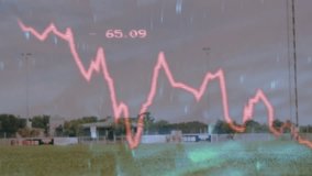 Sports stats climbing on red graph overlay guiding soccer player kicking ball and running on pitch. Athletic, sportsperformance, dynamic, outdoor, competition, fitness, motion - Powered by Shutterstock - Get 15% off with code: PIKWIZARD15