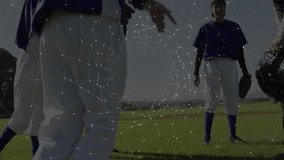 Six female baseball teammates walking in arc, holding gloves then initiating unity cheer ritual. Teamwork, athleticism, camaraderie, sportsmanship, outdoor, motivation, dynamic - Powered by Shutterstock - Get 15% off with code: PIKWIZARD15