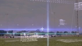 Female soccer player approaching ball at pitch, swinging leg and striking ball, analyzing data. Athletic, competition, teamwork, digital, analysis, training, sport - Powered by Shutterstock - Get 15% off with code: PIKWIZARD15