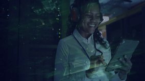 IT tech powering on tab in server room activating green overlay scrolling confirming server status. Technology, data, cybersecurity, innovation, digital, professional, futuristic - Powered by Shutterstock - Get 15% off with code: PIKWIZARD15