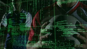 Two soccer players in goal frame with green grid scanning ball toward face for sports data. Athletes, teamwork, innovation, technology, digital, sport, futuristic - Powered by Shutterstock - Get 15% off with code: PIKWIZARD15