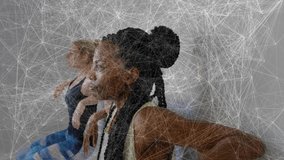 Workout partners entering studio and gripping barre, holding wall-sit for fitness endurance. Fitness, strength, endurance, collaboration, training, minimalist, athletic - Powered by Shutterstock - Get 15% off with code: PIKWIZARD15