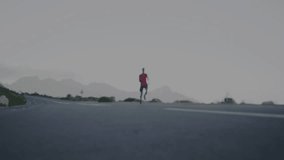 Camera panning on runner running on asphalt, fading in fitness performance charts tracking pace. Athlete, endurance, outdoor, data visualization, motion, health, sports science - Powered by Shutterstock - Get 15% off with code: PIKWIZARD15