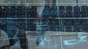 Gym athlete gripping barbell and bench pressing under code grid overlay for strength training. Strength, fitness, technology, athleticism, power, determination, workout - Powered by Shutterstock - Get 15% off with code: PIKWIZARD15