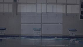 male swimmer swimming freestyle in lane 8 under HUD fading in activating tech analytics panels. Technology, sports, performance, fitness, digital, innovation, monitoring - Powered by Shutterstock - Get 15% off with code: PIKWIZARD15