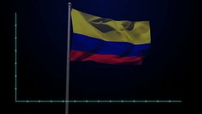 Axes appearing, Colombian flag fluttering as bars rising and falling visualizing trends on backdrop. Finance, analytics, data visualization, digital art, business intelligence, corporate, - Powered by Shutterstock - Get 15% off with code: PIKWIZARD15