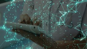 Doctor tapping tablet and forming health globe rotating torso smiling for health data. Medical, technology, innovation, communication, digital, futuristic, professionalism - Powered by Shutterstock - Get 15% off with code: PIKWIZARD15