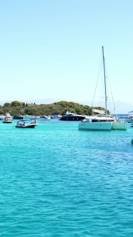 Sailing yachts anchored in a bay in Croatia
