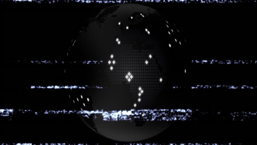 Dark void revealing clear spherical grid globe, rotating while glitch bands distorting map pixels. Futuristic, technology, digital, abstract, network, connectivity, cyber - Powered by Shutterstock - Get 15% off with code: PIKWIZARD15