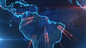 opening map revealing globe rotating with medical icons and red beams showing global health network. Digital, global, connectivity, futuristic, medical, network, technology - Powered by Shutterstock - Get 15% off with code: PIKWIZARD15