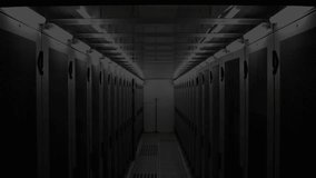 Fading digital HUD elements floating through server racks weaving nodes representing data flow. Cybersecurity, technology, digital, networking, infrastructure, innovation, futuristic - Powered by Shutterstock - Get 15% off with code: PIKWIZARD15