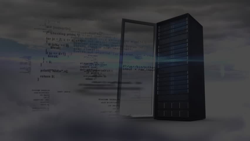 Server rack door swinging open starting world map expanding with icons popping showing global links. Cloud computing, data network, digital infrastructure, global connectivity, technology, cyber - Powered by Shutterstock - Get 15% off with code: PIKWIZARD15