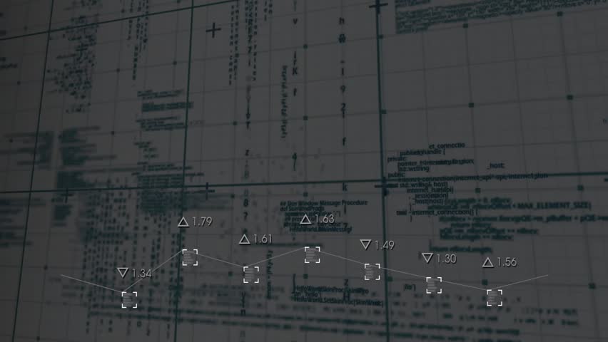Square markers and labels fading in on dark gridlines, polyline rising, falling showing data update. Data, visualization, analytics, dashboard, waveform, digital, technology - Powered by Shutterstock - Get 15% off with code: PIKWIZARD15