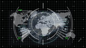 On satellite icon appearing, digital world map filling with data nodes showing interface load. Technology, interface, visualization, data, digital, analytics, futuristic - Powered by Shutterstock - Get 15% off with code: PIKWIZARD15