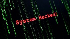 Warning message System Hacked!! over green matrix code background, representing cyber attack, data breach, hacking, and digital security threat - Powered by Shutterstock - Get 15% off with code: PIKWIZARD15