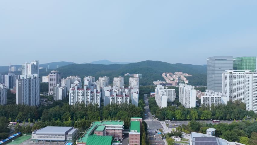 Cityscape from the sky, Bundang-gu, Seongnam-si, Gyeonggi-do, Korea
