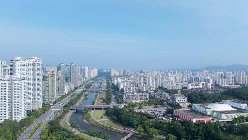 Cityscape from the sky, Bundang-gu, Seongnam-si, Gyeonggi-do, Korea
