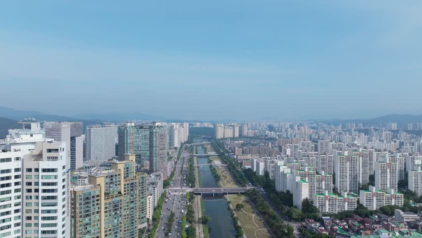 Cityscape from the sky, Bundang-gu, Seongnam-si, Gyeonggi-do, Korea
