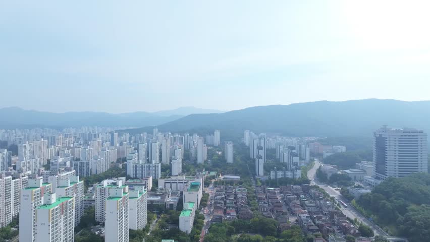 Cityscape from the sky, Bundang-gu, Seongnam-si, Gyeonggi-do, Korea
