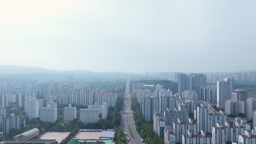 Cityscape from the sky, Bundang-gu, Seongnam-si, Gyeonggi-do, Korea
