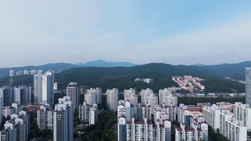 Cityscape from the sky, Bundang-gu, Seongnam-si, Gyeonggi-do, Korea
