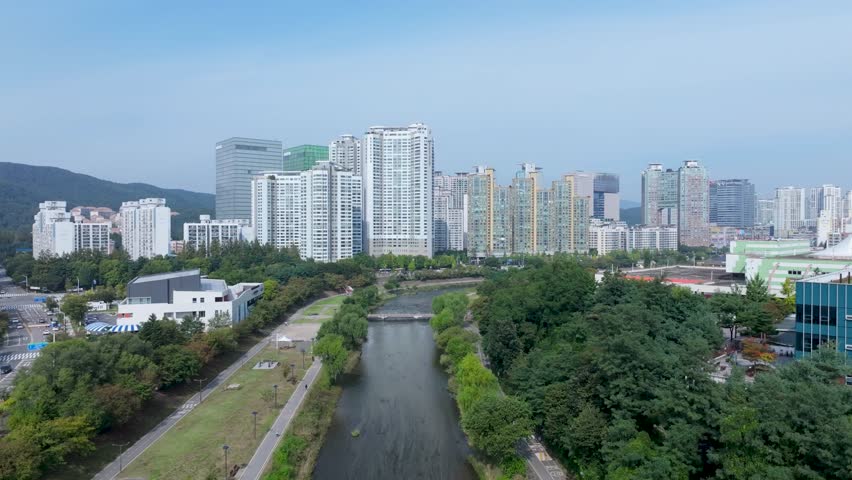 Cityscape from the sky, Bundang-gu, Seongnam-si, Gyeonggi-do, Korea
