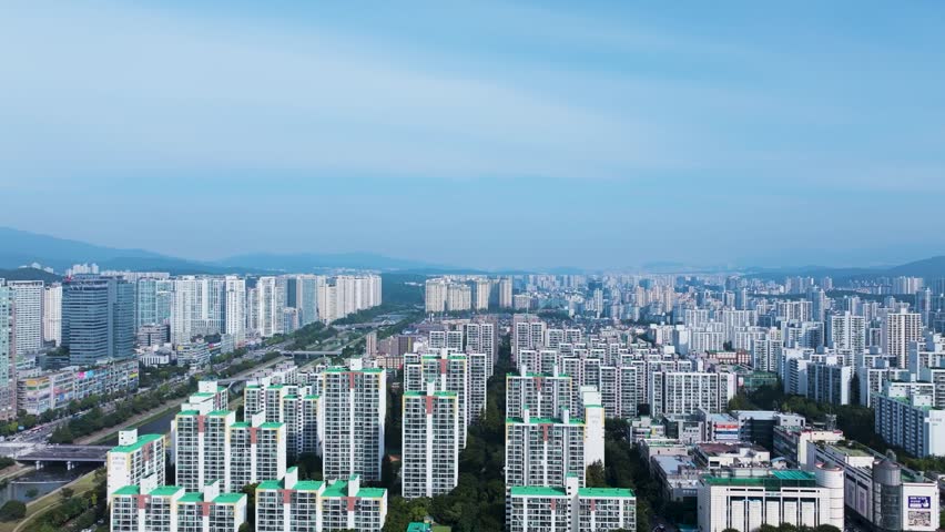 Cityscape from the sky, Bundang-gu, Seongnam-si, Gyeonggi-do, Korea
