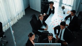 Top view of professional project manager present idea while putting hands together and clapping hand to celebrate successful strategy at meeting room. Show unity, love, teamwork concept. Directorate. - Powered by Shutterstock - Get 15% off with code: PIKWIZARD15
