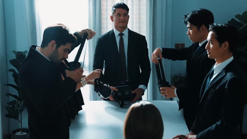 Professional project manager working on laptop and sending data analysis to business people by using VR glass with hologram of financial data analysis or holographic software development. Directorate. - Powered by Shutterstock - Get 15% off with code: PIKWIZARD15