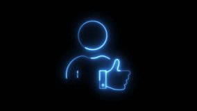 Neon user profile and thumbs up gesture line animation isolated on black, approval, positive feedback, social media, satisfaction, or success - Powered by Shutterstock - Get 15% off with code: PIKWIZARD15