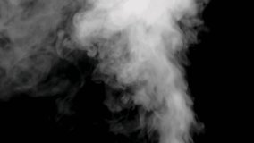 Realistic white smoke plume rises and billows on a black background. An ideal atmospheric overlay element for visual effects, motion graphics, or compositing. - Powered by Shutterstock - Get 15% off with code: PIKWIZARD15