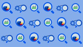 Seamless pattern of data analytics, growth, and process icons in a cartoon animation. Repeating wallpaper with a business intelligence symbol. Technical analysis and financial growth tile background. - Powered by Shutterstock - Get 15% off with code: PIKWIZARD15