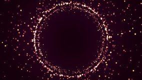 Glowing pink star particles forming sparkling circular frame on dark background, festive glitter ring animation for New Year celebration, award ceremony or luxury event design. 4K loop animation. - Powered by Shutterstock - Get 15% off with code: PIKWIZARD15