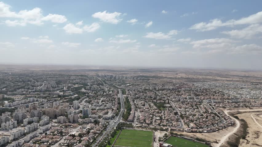 Aerial drone footage of Beer Sheva city, Israel