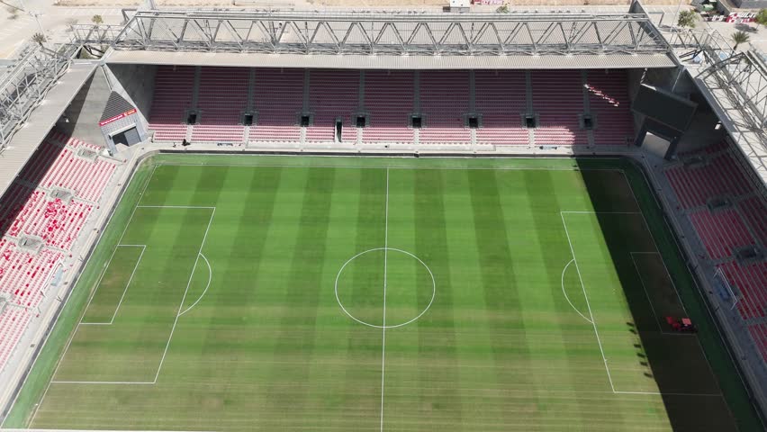 Aerial drone footage of Turner Stadium in Beer Sheva, Israel