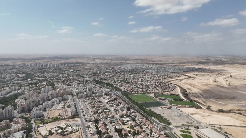 Aerial drone footage of Beer Sheva city, Israel