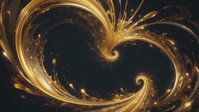 A stunning digital artwork, dominated by shimmering gold and a deep black or dark blue background. The visuals resemble a highly dynamic eruption or vortex of energy. - Powered by Shutterstock - Get 15% off with code: PIKWIZARD15