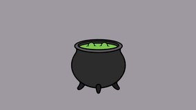 Black witch cauldron with bubbling green potion and floating magic bubbles on gray background Halloween illustration - Powered by Shutterstock - Get 15% off with code: PIKWIZARD15