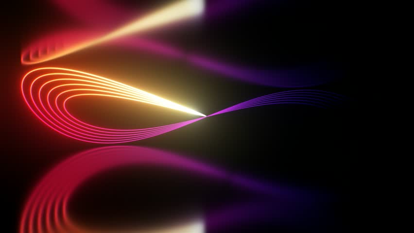 Luminous Glowing Light Streaks Racing In Figure Eight Infinity Shape - 4K Seamless VJ Loop Motion Background Animation