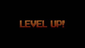Level up text animation in 8bit style against black background. Perfect for retro game or opening vintage game.  - Powered by Shutterstock - Get 15% off with code: PIKWIZARD15