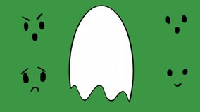 Doodle Ghost Faces Pack Hand-Drawn Animation on Green Screen - Powered by Shutterstock - Get 15% off with code: PIKWIZARD15