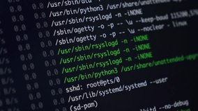 Digital screen displays vibrant programming code, highlighting system processes and a command line, suitable for cybersecurity, server administration, and data analysis - Powered by Shutterstock - Get 15% off with code: PIKWIZARD15