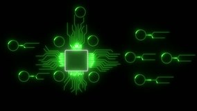 AI chip on circuit board technology. Digital network processing and machine learning flow. Futuristic icon for innovation and connectivity. - Powered by Shutterstock - Get 15% off with code: PIKWIZARD15
